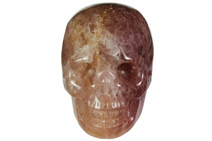 Carved, Strawberry Quartz Crystal Skull - Madagascar #116322